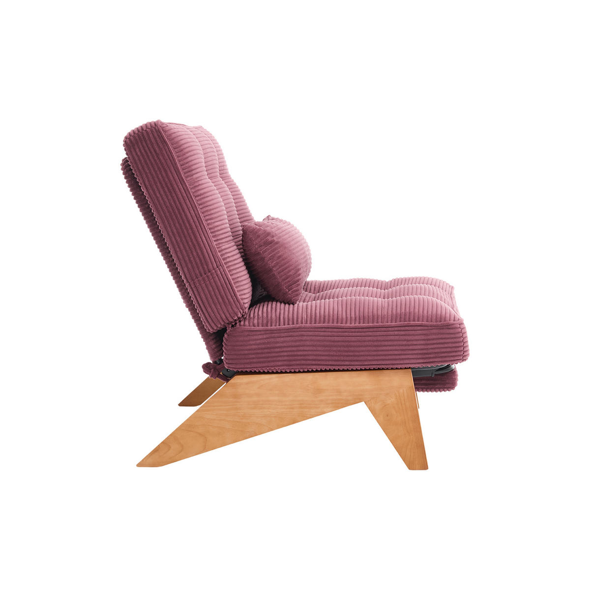 SESSEL Cord Weinrot mit verstellbarer Rückenlehne und Lendenkissen - Weinrot, Holzwerkstoff/Textil (73/90/127cm) - WISHDOR