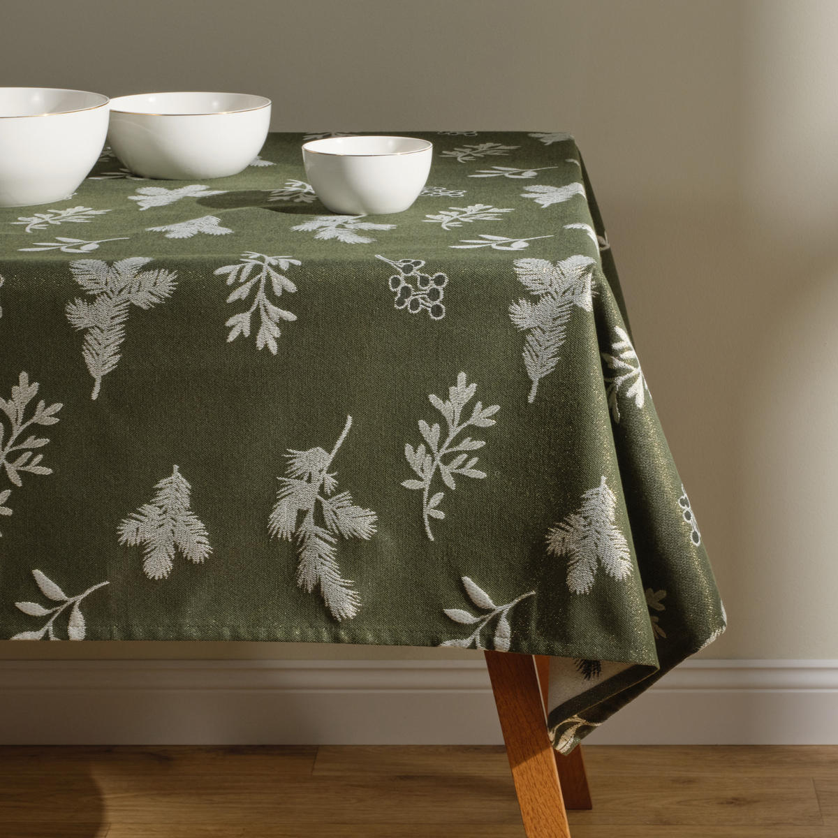 TISCHDECKE Novie 150x220 cm, Grün, Dekorative Tischdeko Weihnacheten, Weihnachtsdeko, Christmas - Grün, Textil (220/150/1cm) - home&you