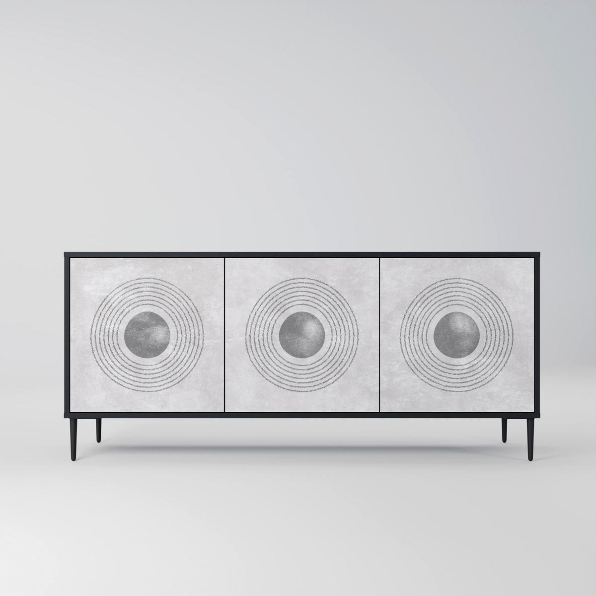 SIDEBOARD SOLID CIRCLES, Eicheneffekt, 164,5x42x77,5 cm, 3 Türen - Eichefarben/Buchefarben, Holzwerkstoff/Buchenholz (164.5/77.5/42cm) - SpaceRebels