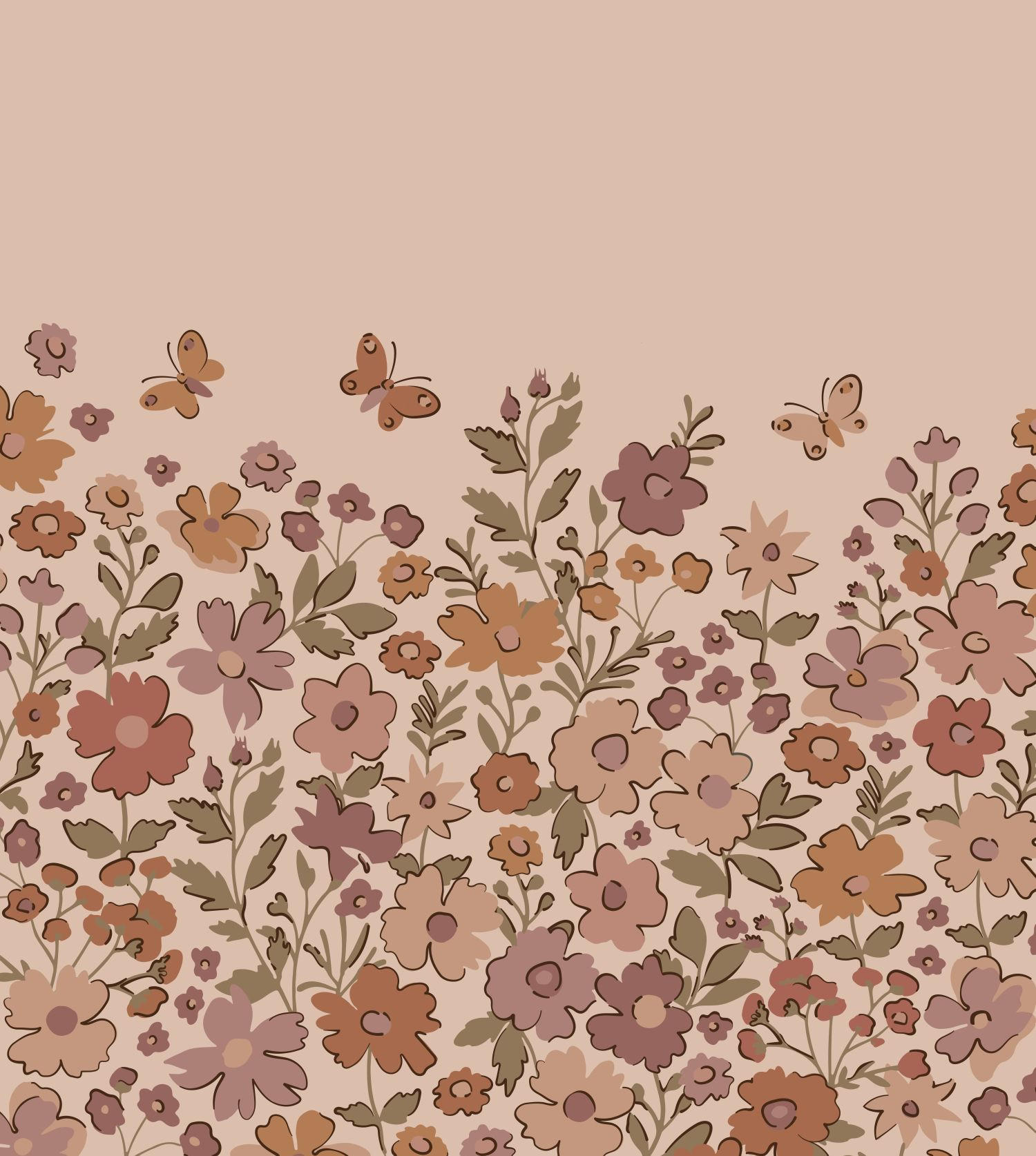 FOTOTAPETE Blumen 2.5 x 2.79 m - Terracotta, Papier (250/279cm) - ESTAhome