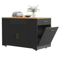 KÜCHENINSEL schwarz mit Rollen und Stauraum, 120×50×92 cm - Schwarz, Holzwerkstoff (120/92/50cm) - Nobilia