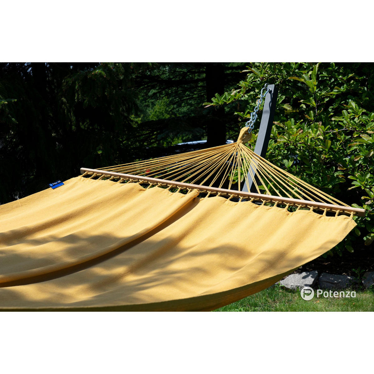 HÄNGEMATTE mit Verzinktem Gestell, 2 Personen, Stabhängematte, XXL, 200 kg, Metall, Merida Gold, einfache Montage - Gelb, Metall (370/130/120cm) - Potenza