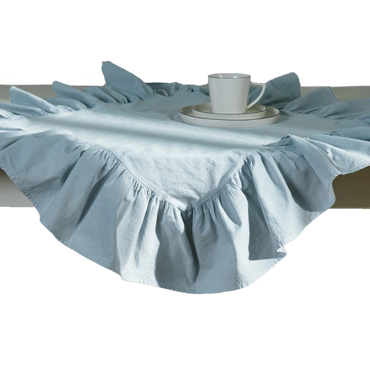 FESTE KLEINE TISCHDECKE Falbines - Hellblau, Textil (80/80/1cm) - home&you