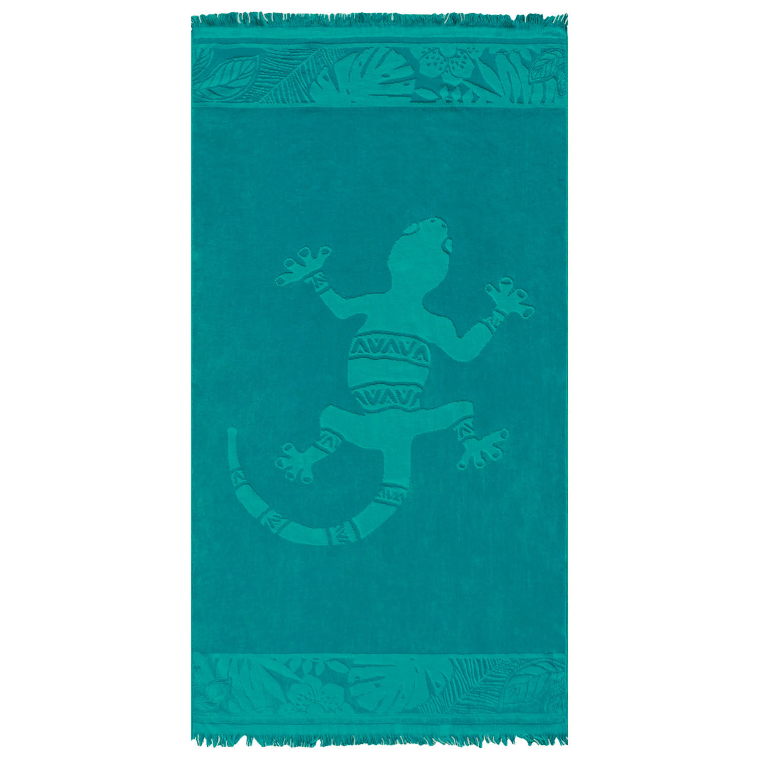 STRANDTUCH Frottee Velours Jacquard Ziseliert Kariba 90x170 340g/m² - Blau, Textil (90/170cm) - LE COMPTOIR DE LA PLAGE