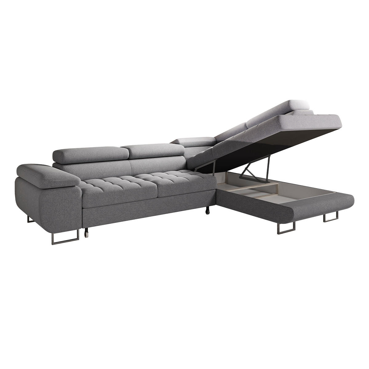 ECKSOFA Eden 4 Sitzplätze Anthrazitgrau - Grau, Holzwerkstoff (271/201cm) - Petits-meubles