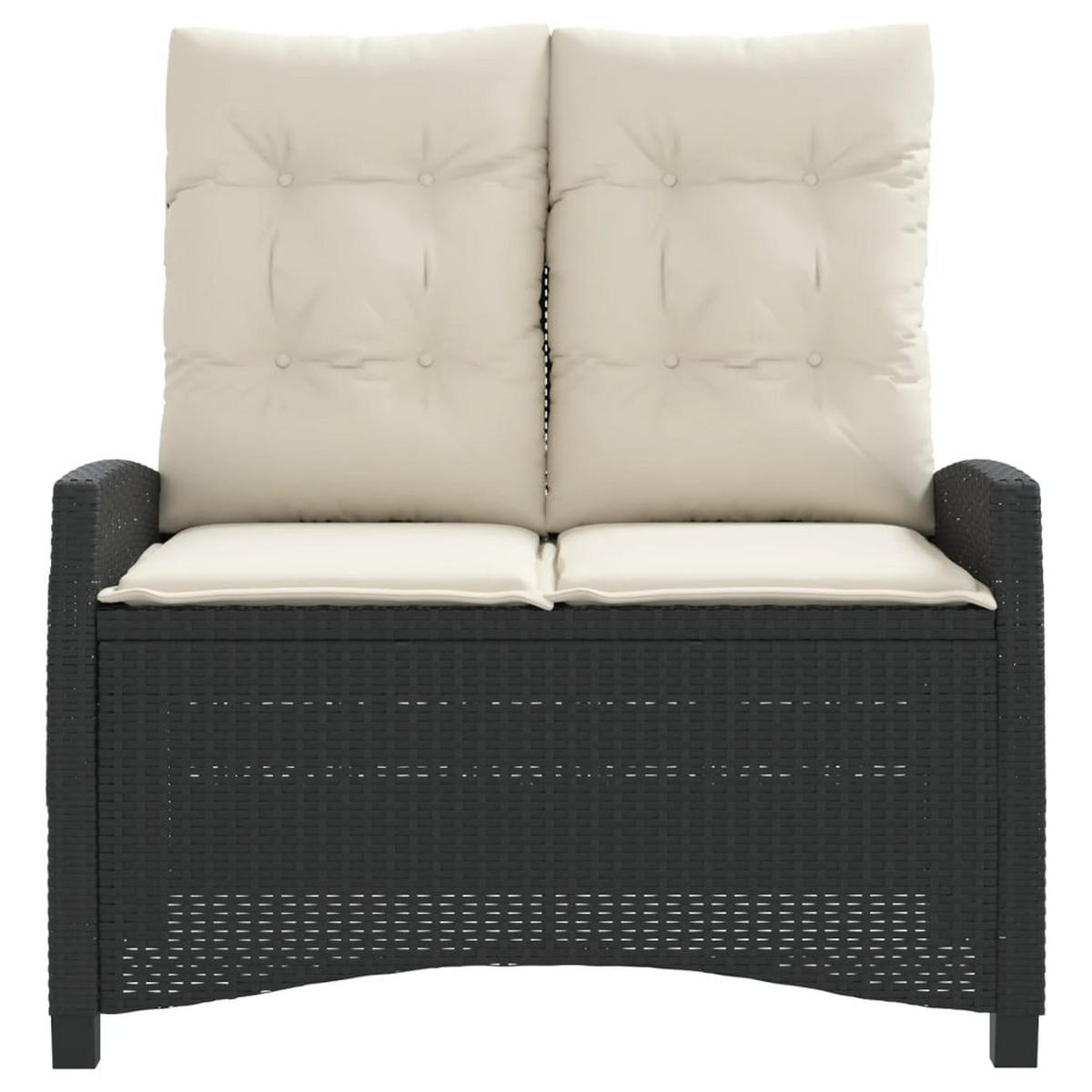 GARTENBANK Verstellbar mit Kissen Schwarz Poly Rattan - Schwarz, Kunststoff (105/93/66cm) - furnicato