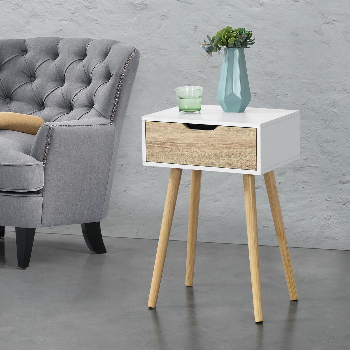 BEISTELLTISCH Östersund - Eichefarben/Naturfarben, Holz/Holzwerkstoff (30/40/60cm) - [en.casa]