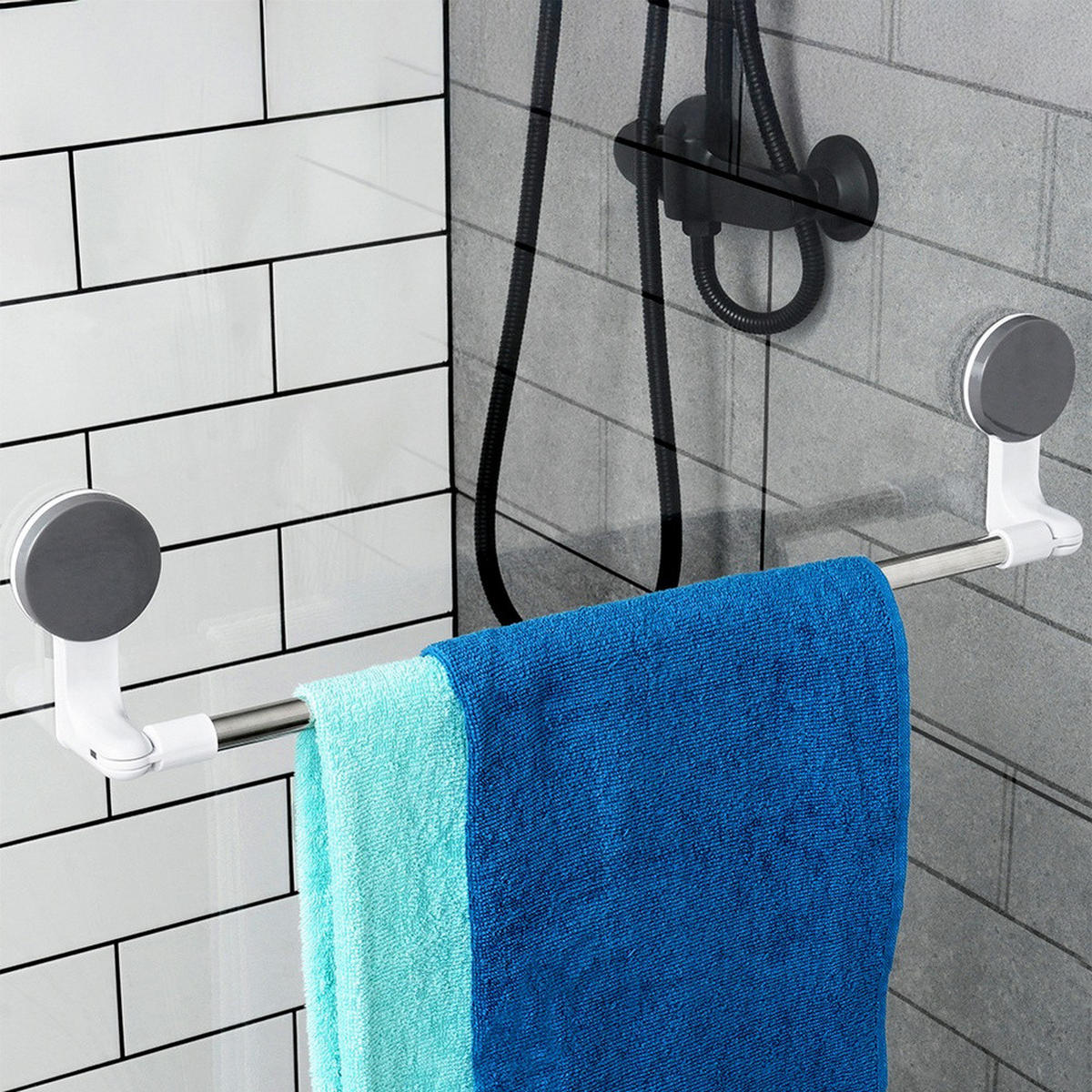 HANDTUCHHALTER Saugnapf Silber - Silberfarben, Metall (60/11/8.5cm) - Bathroom solutions