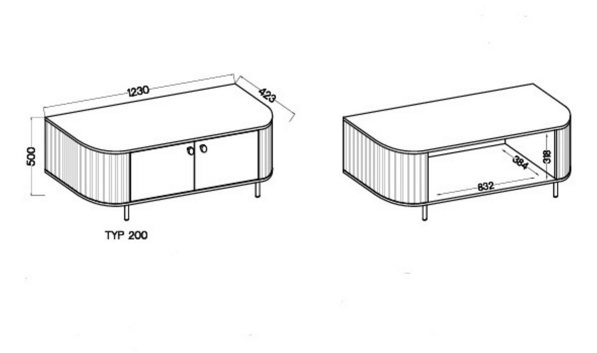 LOWBOARD BOLLA 123/50/42,3 cm, Beige - Beige, Holzwerkstoff (123/50/42.3cm) - MASSENO