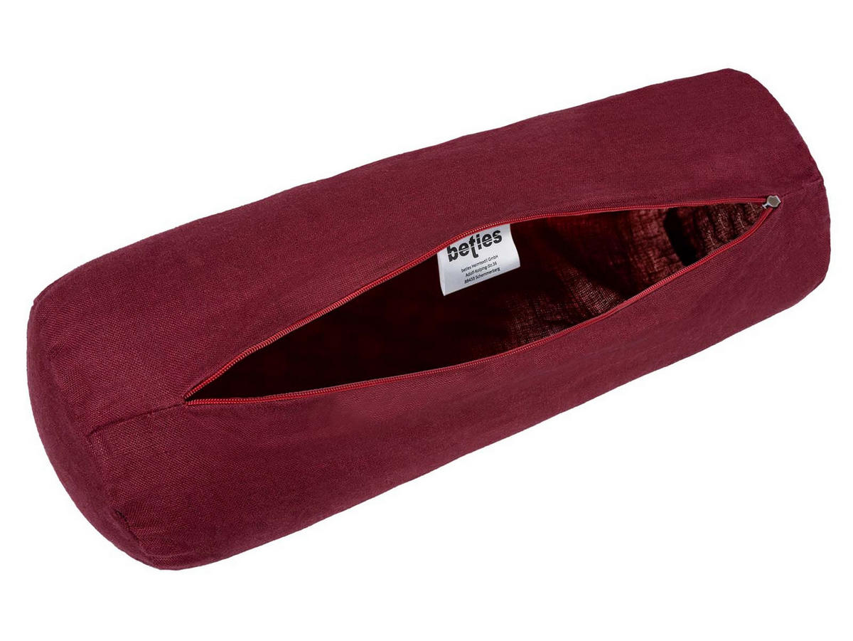 NACKENROLLENBEZUG reines Leinen merlot-rot 40/15 cm - Dunkelrot, Naturmaterialien (15/40cm) - beties Heimtextil