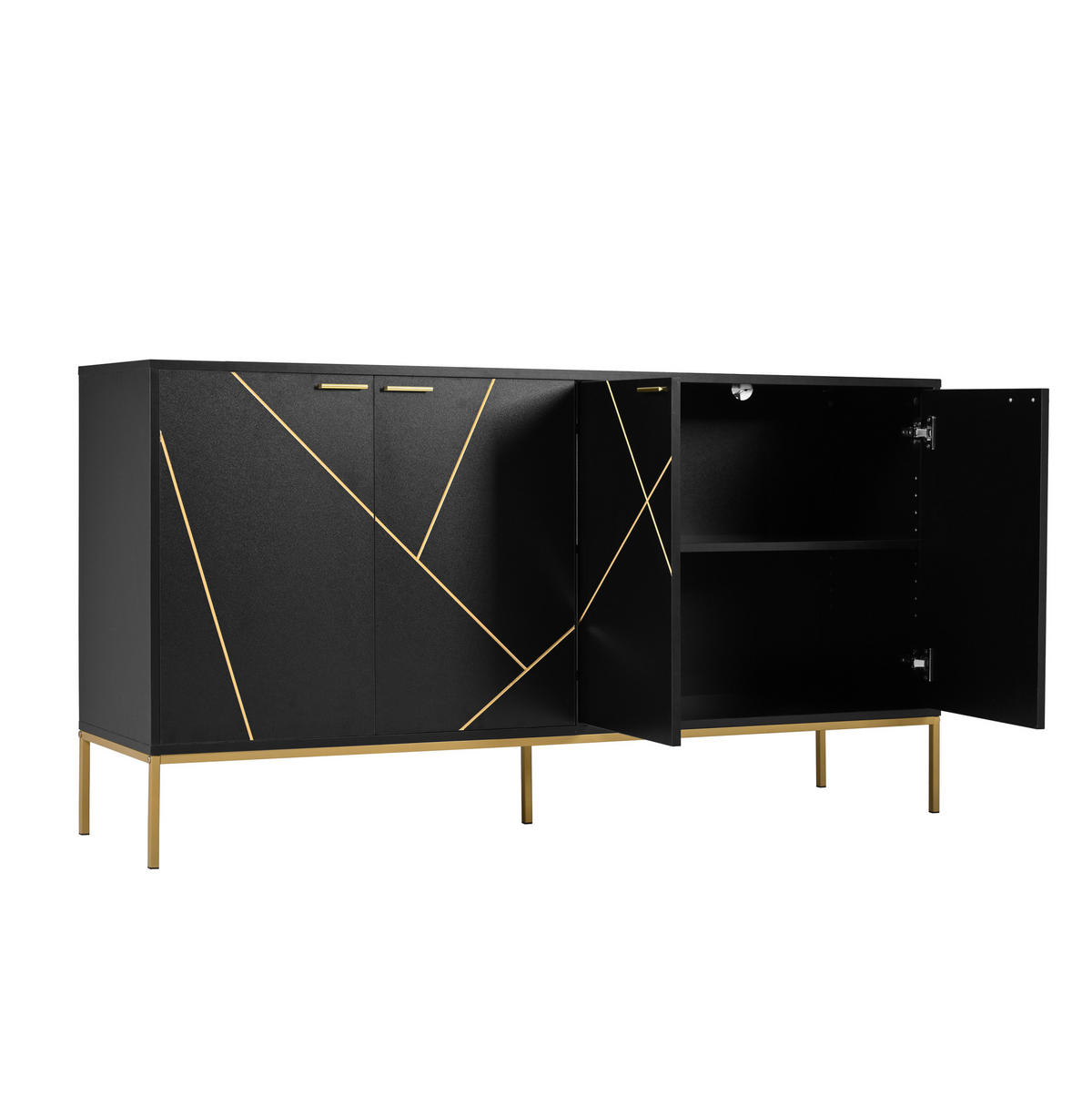 SIDEBOARD 150/40/80 cm aus Spanplatte mit verstellbaren Einlegeböden Schwarz - Schwarz, Holzwerkstoff (150/80/40cm) - Modenvie