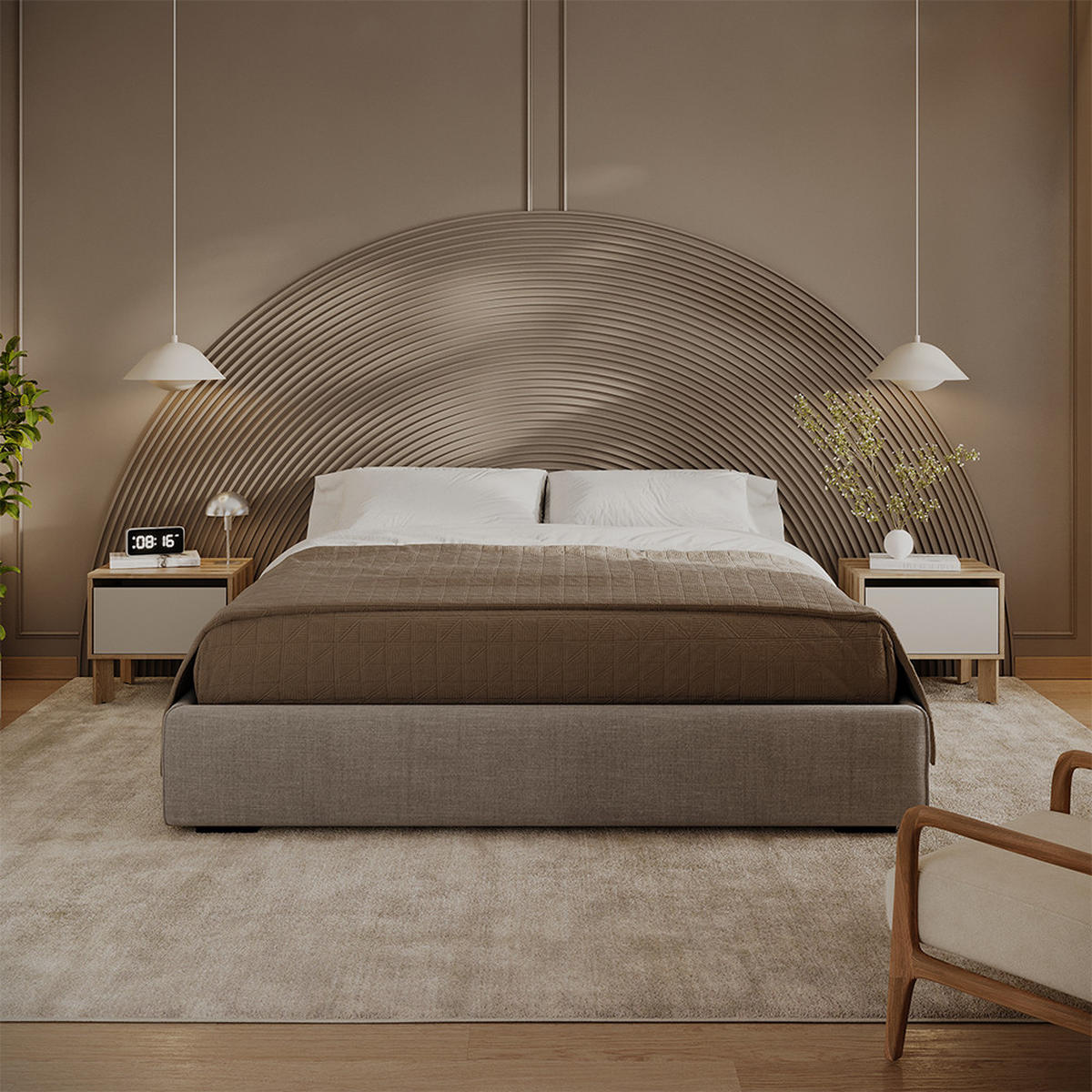 NACHTTISCH Monti, Eiche Evoke/Cashmere, 48.2 x 44 cm 2er Set - Kaschmir/Eiche Artisan, Holzwerkstoff (48.2/44/40cm) - Vicco