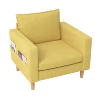 SESSEL 71/68/82 cm in Senfgelb aus Chenille mit Seitentasche - Currygelb, Textil (71/82/68cm) - BEAOK