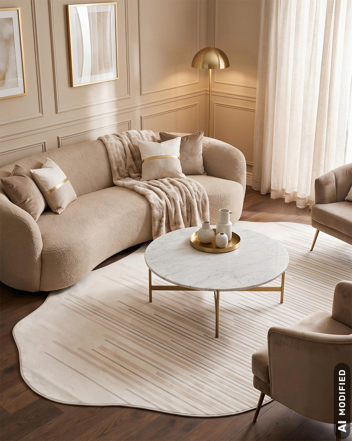 TEPPICH Mirano Zela Mazovia Unregelmäßige Form 120x160cm Creme Abstrakt Kurzflor - Creme, Textil (120/160cm) - Mazovia