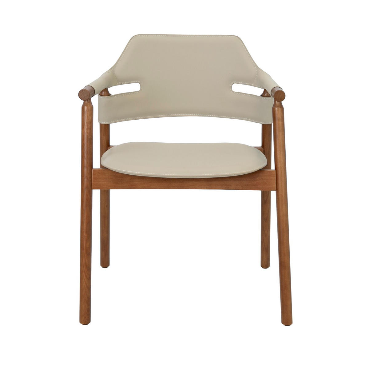 STUHL Stuhl aus regeneriertem Leder in Sandfarbe 61/56/79 cm - Sandfarben/Gelb, Leder/Holz (61/79/56cm) - ANGEL CERDA