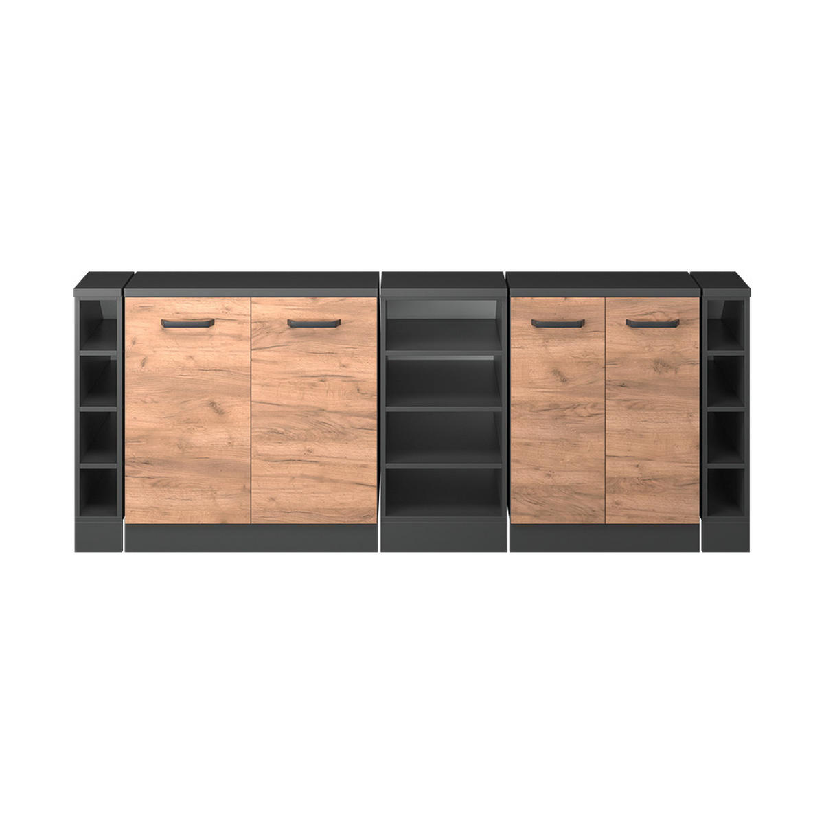 KUHINJSKI ORMAR ZA KOSINE KROVA R-Line Hrast zlatnog tona 210 cm Set od 5 ormarićnih korpusa, dubina 60 cm - hrast medunac/antracit, drvni materijal (210/83.8/60cm) - Vicco