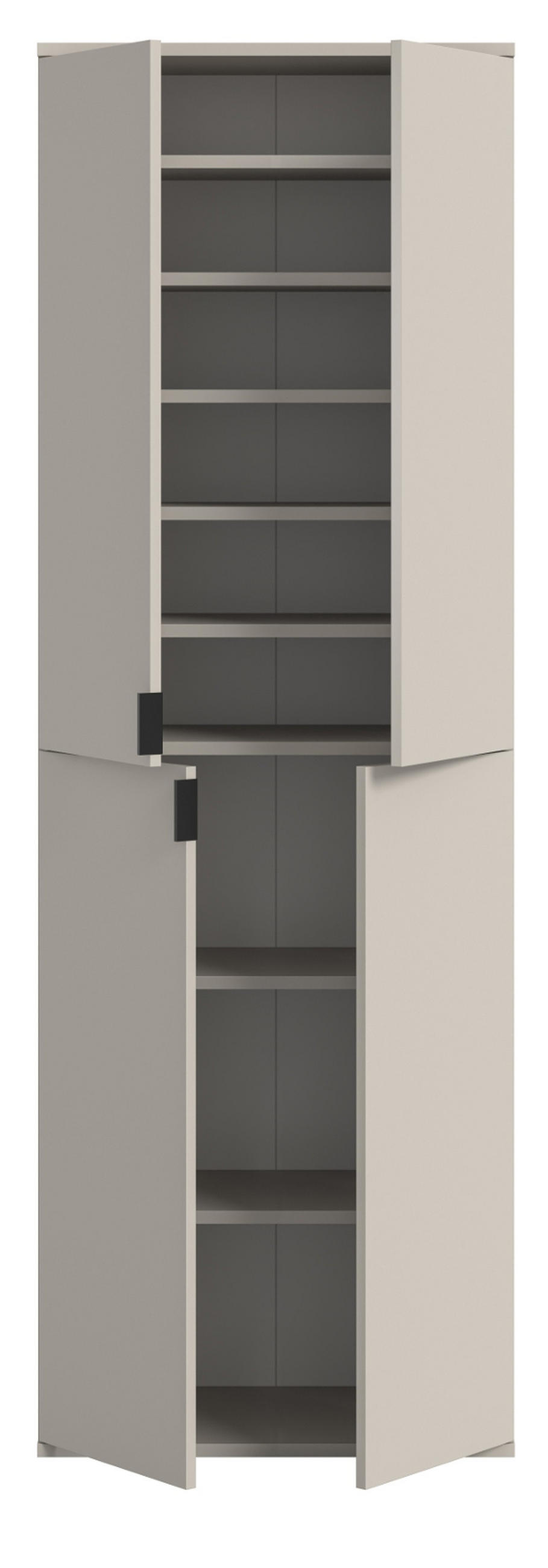 GARDEROBENSCHRANK Kaschmir 61 x 193 cm, Flurschrank mit 9 Fächern - Kaschmir/Schwarz, Holzwerkstoff/Metall (61/193/34cm) - Inn.Furn