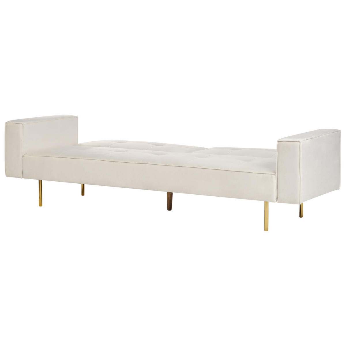 3-SITZER-SCHLAFSOFA Samtstoff cremeweiß Visnes - Goldfarben/Weiß, Textil (218/80/81cm) - Beliani