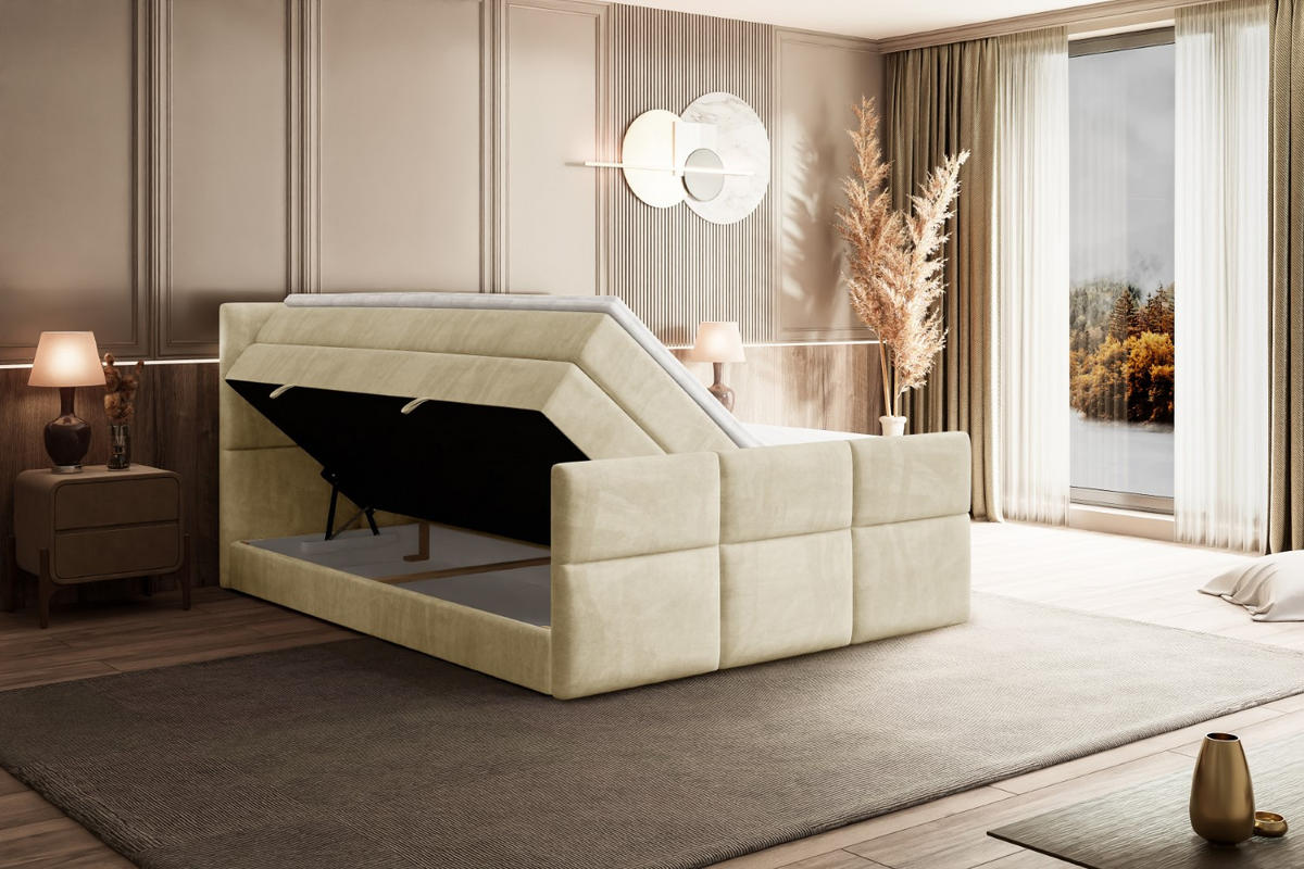 BOXSPRINGBETT OHIO-Z KING - 180x200 - H3/H4 - Beige - Beige, Holzwerkstoff (180/200cm) - ALTDECOR