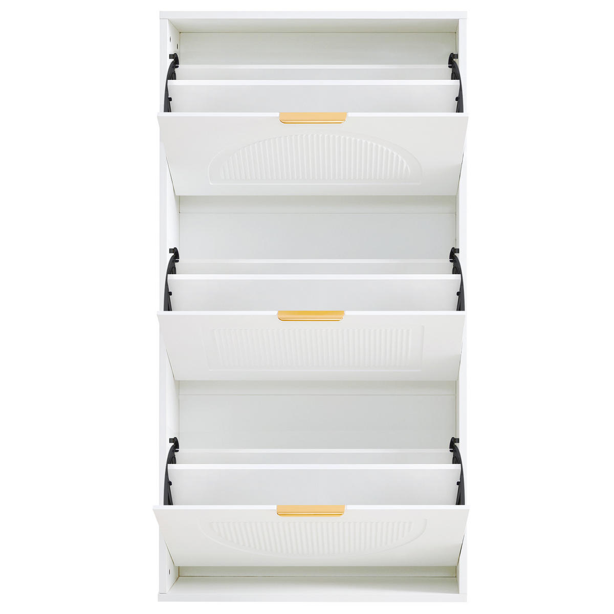 SCHUHSCHRANK aus MDF & Spanplatte 60x24x114cm in Weiß mit 3 Klappen - Weiß, Holzwerkstoff (60/114/24cm) - Modfu