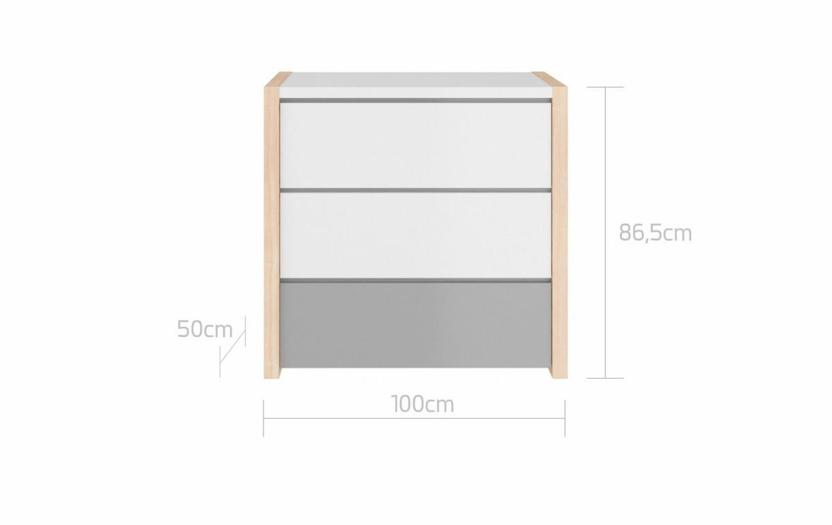 KINDERKOMMODE Pinette – rustikale Eleganz und Funktionalität Weiß - Weiß, Holzwerkstoff (100/87/50cm) - RAUMHIRSCH FURNITURE