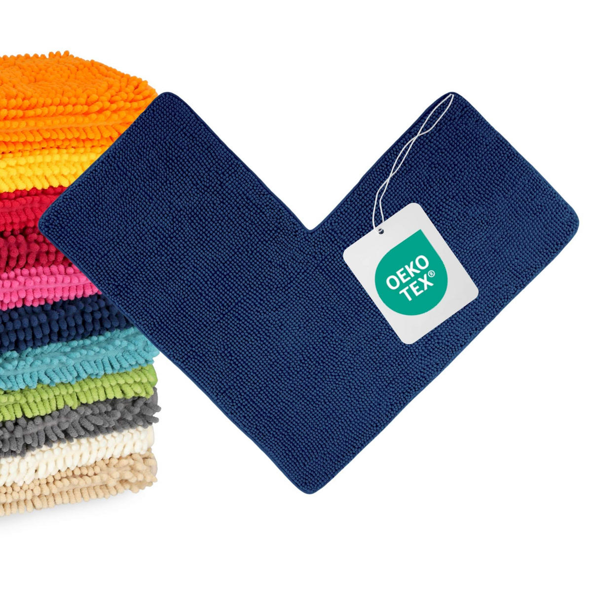 ECKBADEMATTE PARIS - Dunkelblau, Textil (100/100cm) - WohnDirect