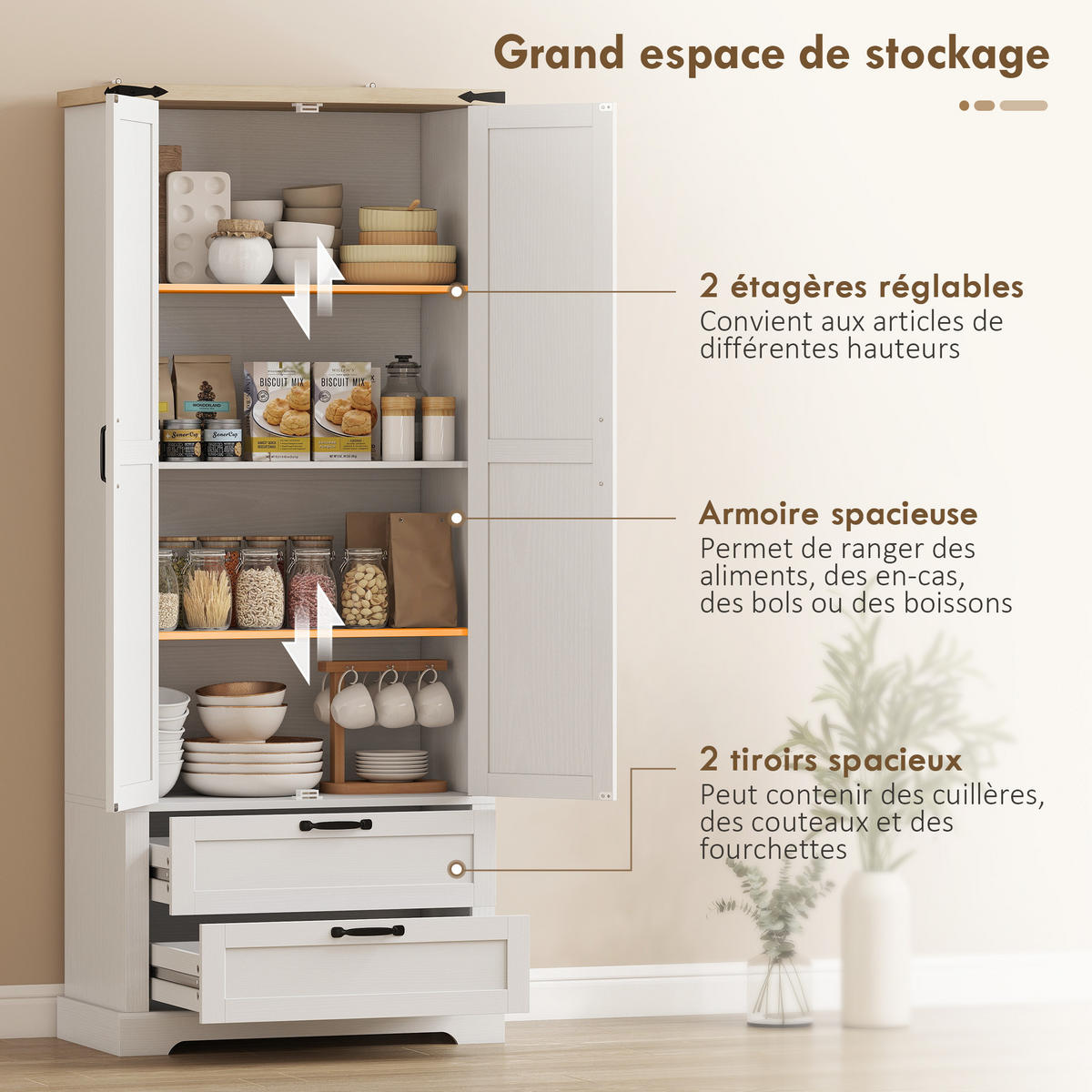 HIGHBOARD DE-11311 2 Türen Weiß - Weiß, Holzwerkstoff (40/180/76cm) - ComfortXL