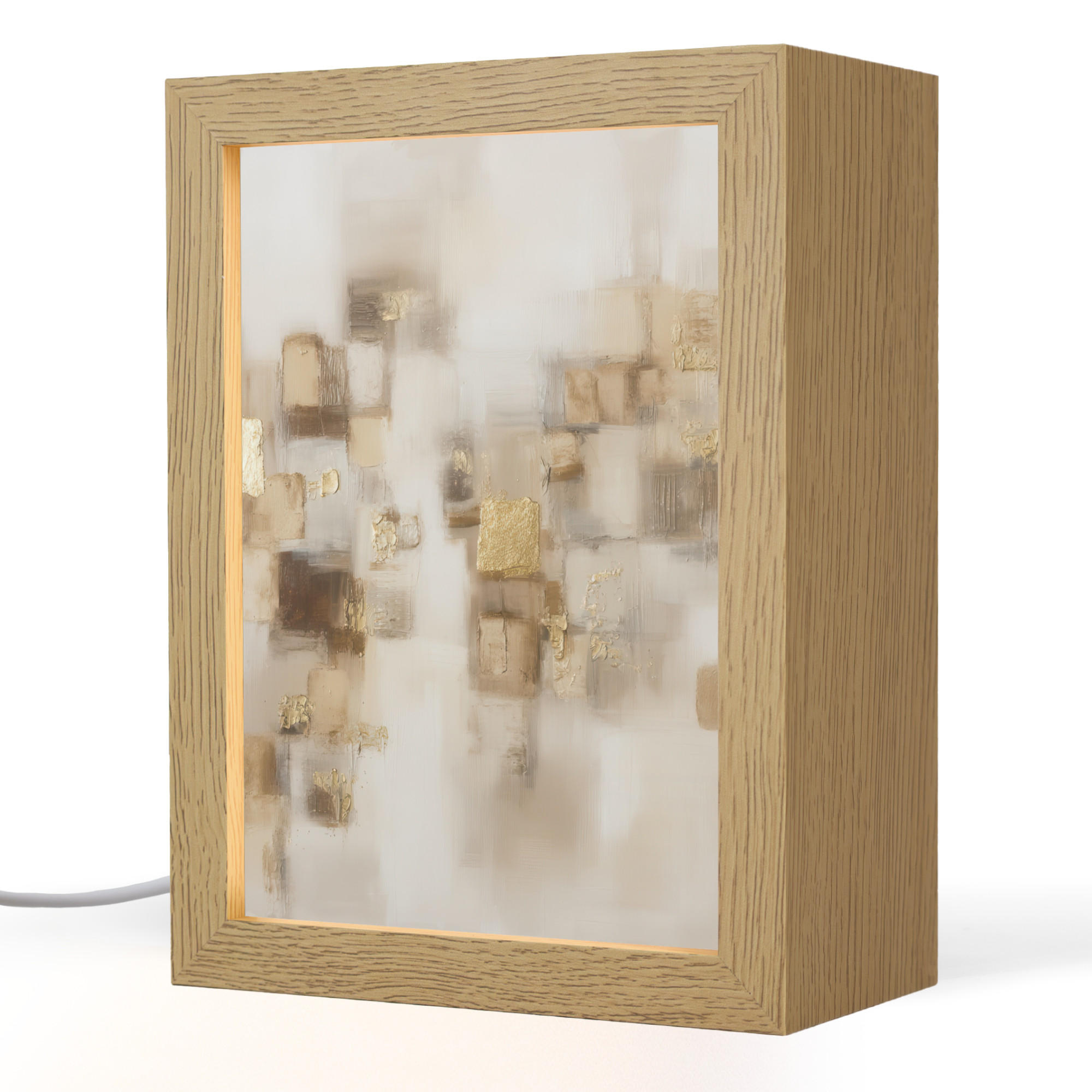 OnlyWow STOLNÍ LAMPA Abstraktní čtverce - zemité tóny - mlhavé 15x20 cm