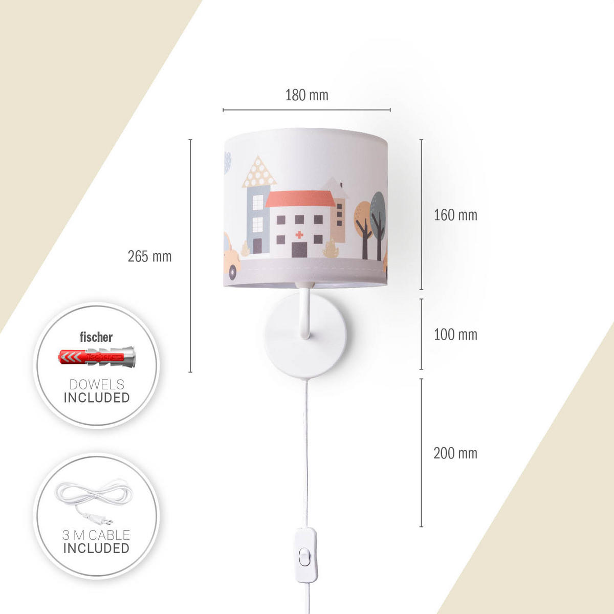 KINDERZIMMERLAMPE Luca Wl Cap 318 - Hellrot, Metall (18/26.9/20.9cm) - Paco Home