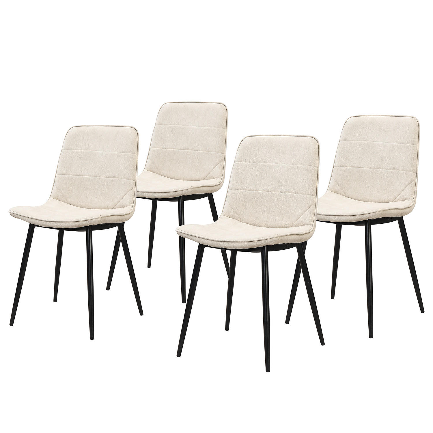 POLSTERSTUHL 4ER-SET - Metall / Textil - Beige, Textil/Metall (47/84/52cm) - home24