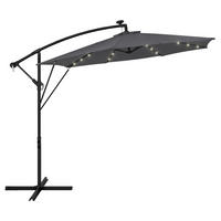 AMPELSCHIRM Ø 300 cm in Anthrazit aus Aluminium mit LED-Solar - Anthrazit, Metall (300/300cm) - ML-DESIGN