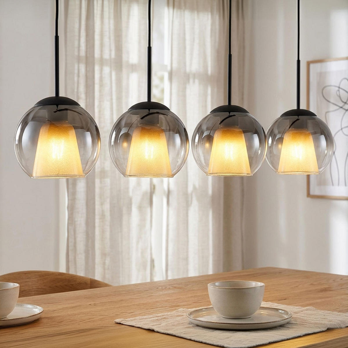 HÄNGELEUCHTE Rauchoptik Grau klar - Grau, Glas (100/18/120cm) - Globo Lighting