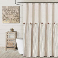 DUSCHVORHANG Braun Landhaus Stil Baumwolle Leinen Polyester - Braun, Textil (183/183cm) - MCBOSON