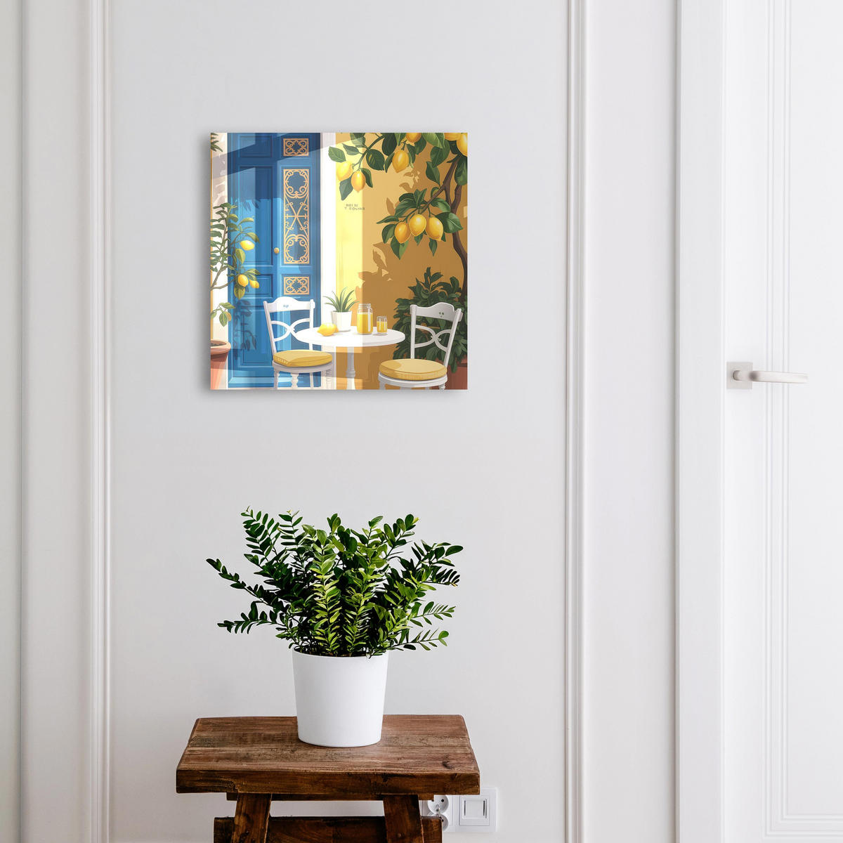 SCHLÜSSELBOX Weiß 30x30 cm – Türöffnung nach rechts - Sommergarten - Blau, Metall (30/30/5cm) - TULUP