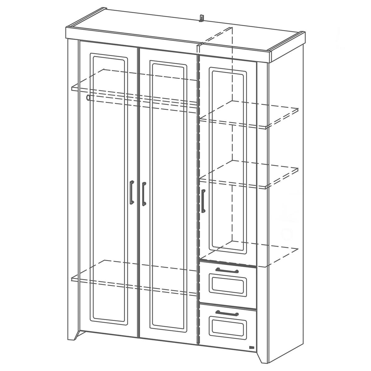 KLEIDERSCHRANK Felicia - Weiß, Holzwerkstoff/Metall (138.5/199/52.5cm) - Roba