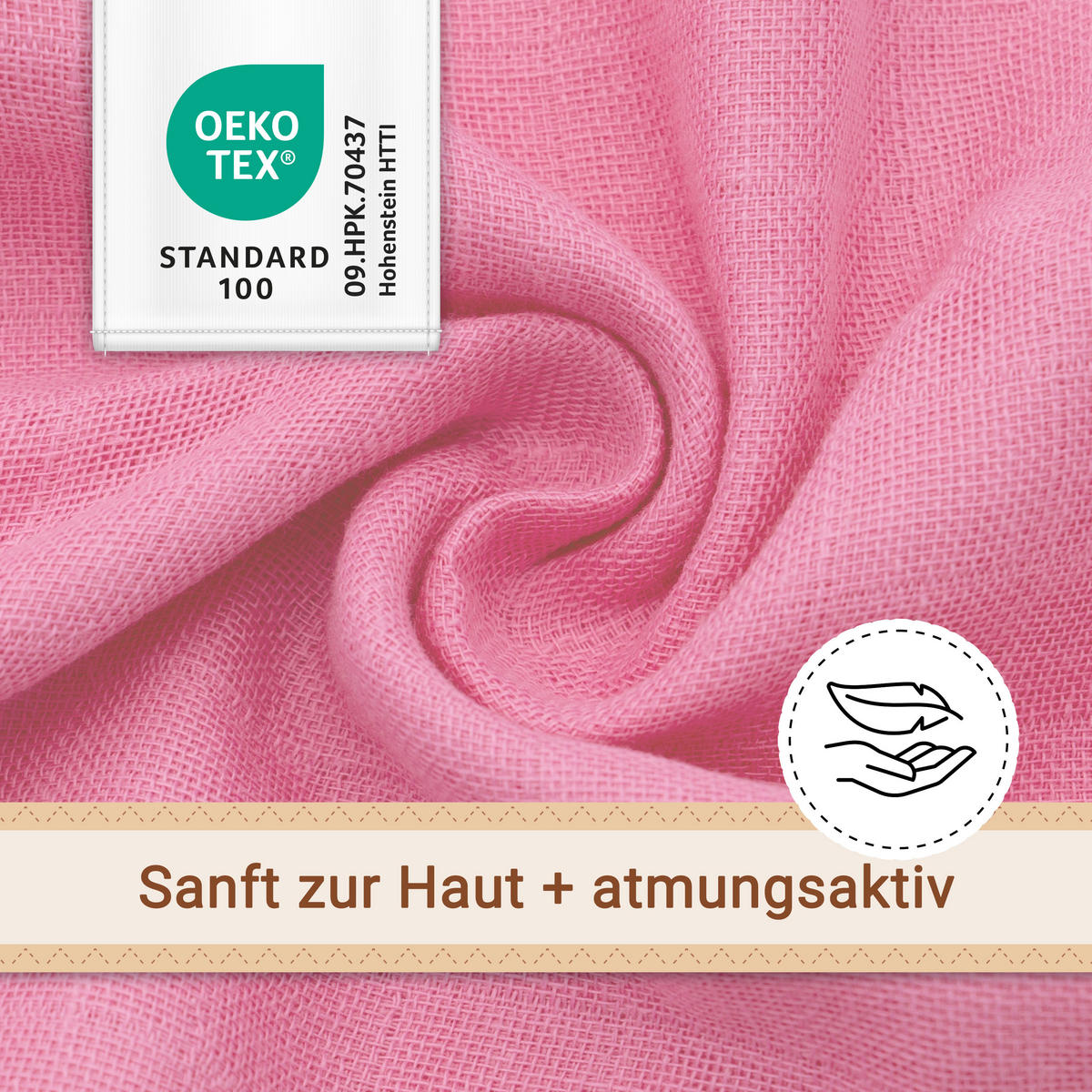 SPUCKTÜCHER, 2er-Set, 120x120 cm, 100% Baumwolle, Rot - Rosa, Textil (120/120cm) - Zollner