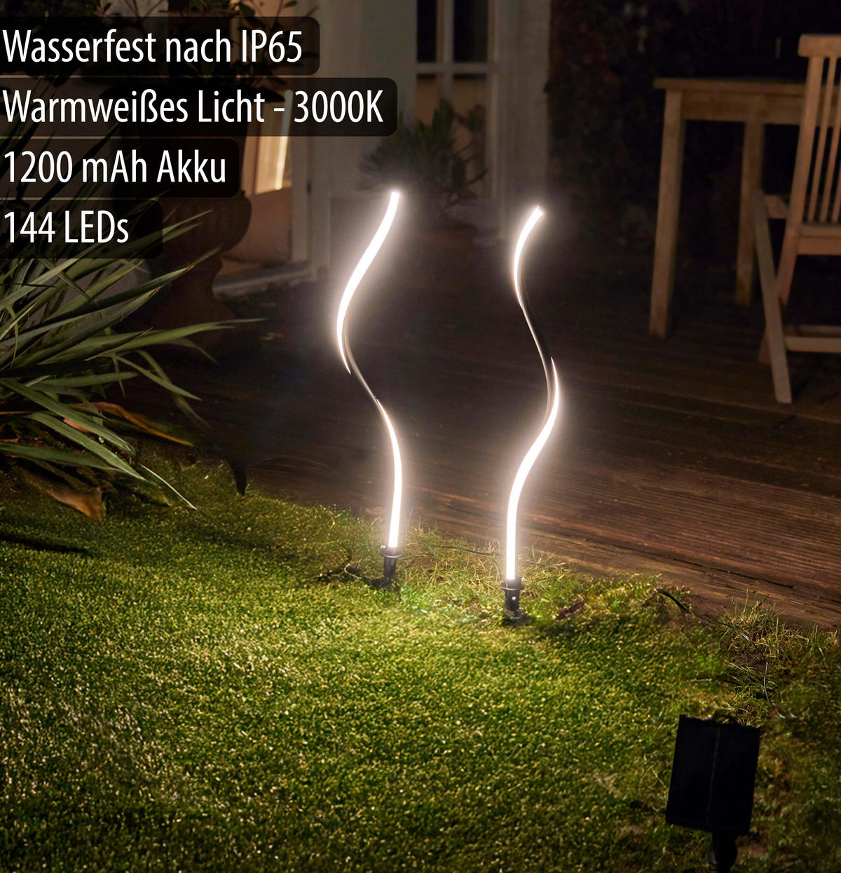 SOLAR-LED-GARTENSTECKER - warmweiß mit Dämmerungssensor und wetterfestem Design für stimmungsvolle Außenbeleuchtung - Weiß, Kunststoff (2/2/72cm) - Northpoint