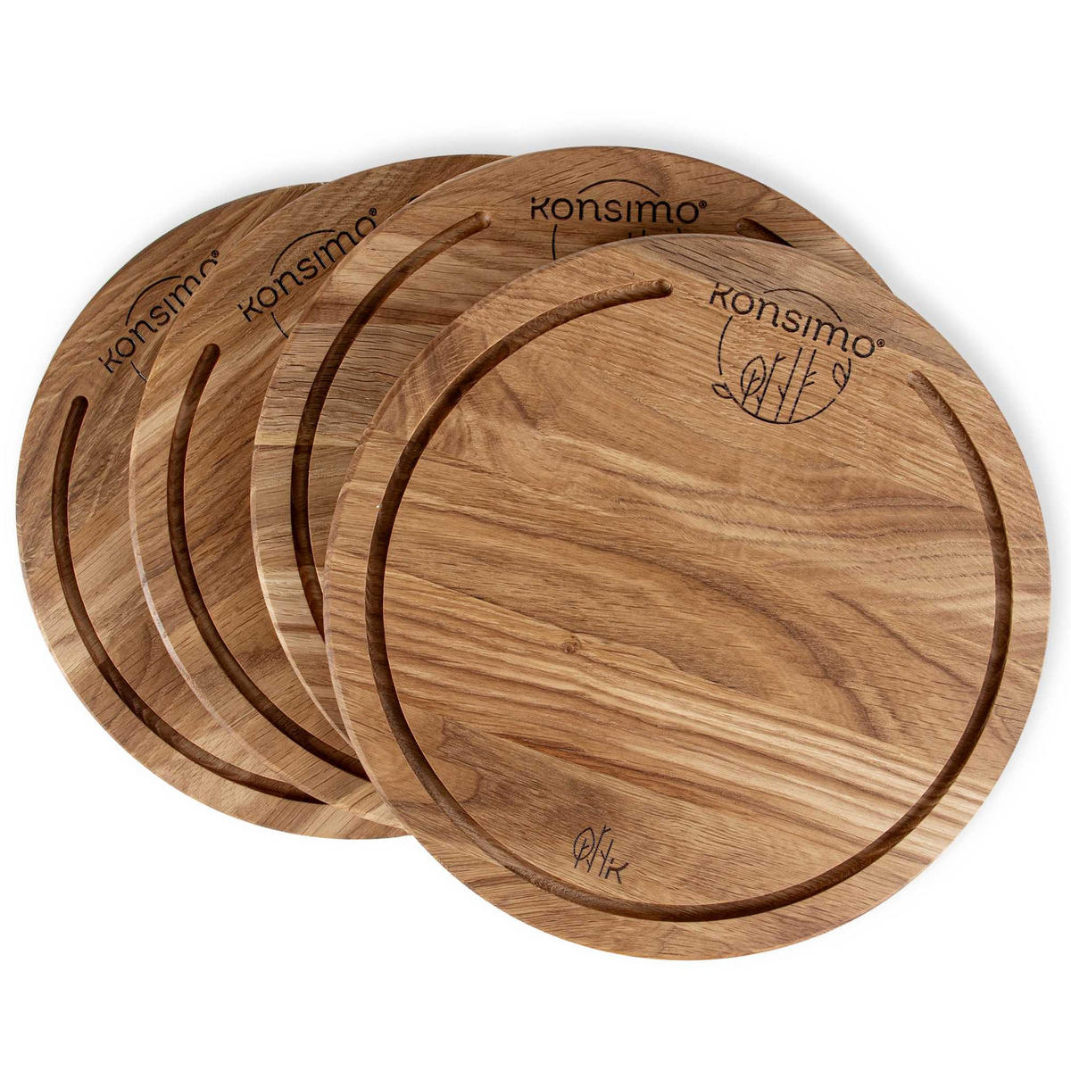 SCHNEIDEBRETT Holz Eiche geölt LESTE 4-tlg - Eichefarben, Holz (25/25cm) - KONSIMO®