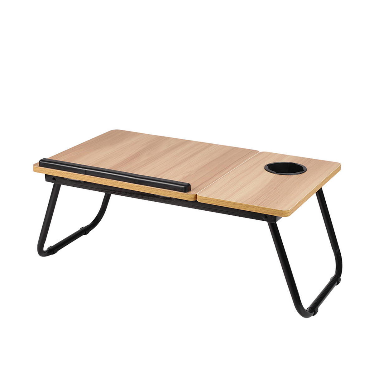 LAPTOP-BETTTISCH mit Getränkehalter Verstellbarer, klappbarer – Naturholzoptik, 56x32,5x24 cm - Naturfarben, Metall (32.5/56/24cm) - Livingandhome