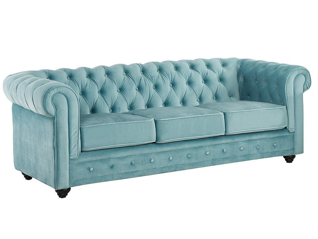 SOFA ohne Schlafmöglichkeit - -Sitzer - Samt, Stoff - Hellblau - - Hellblau, Textil (205/72/88cm) - Vente-Unique