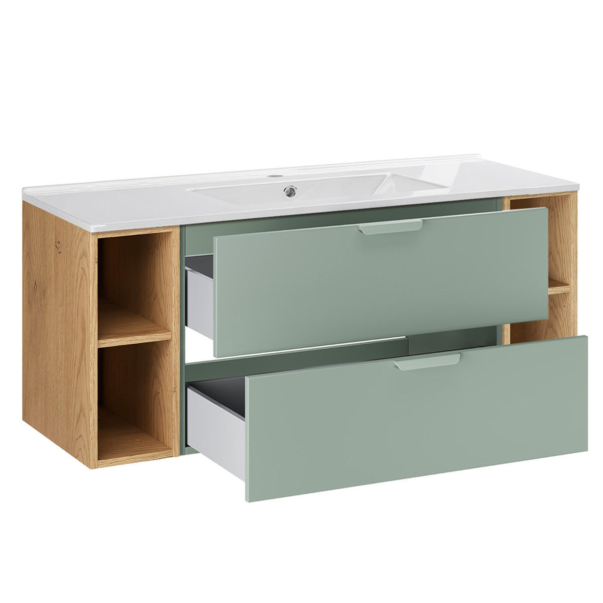 BADMÖBEL 121cm Oria 2er-Set Grün - Grün, Holzwerkstoff (121/50/46.5cm) - Petits-meubles