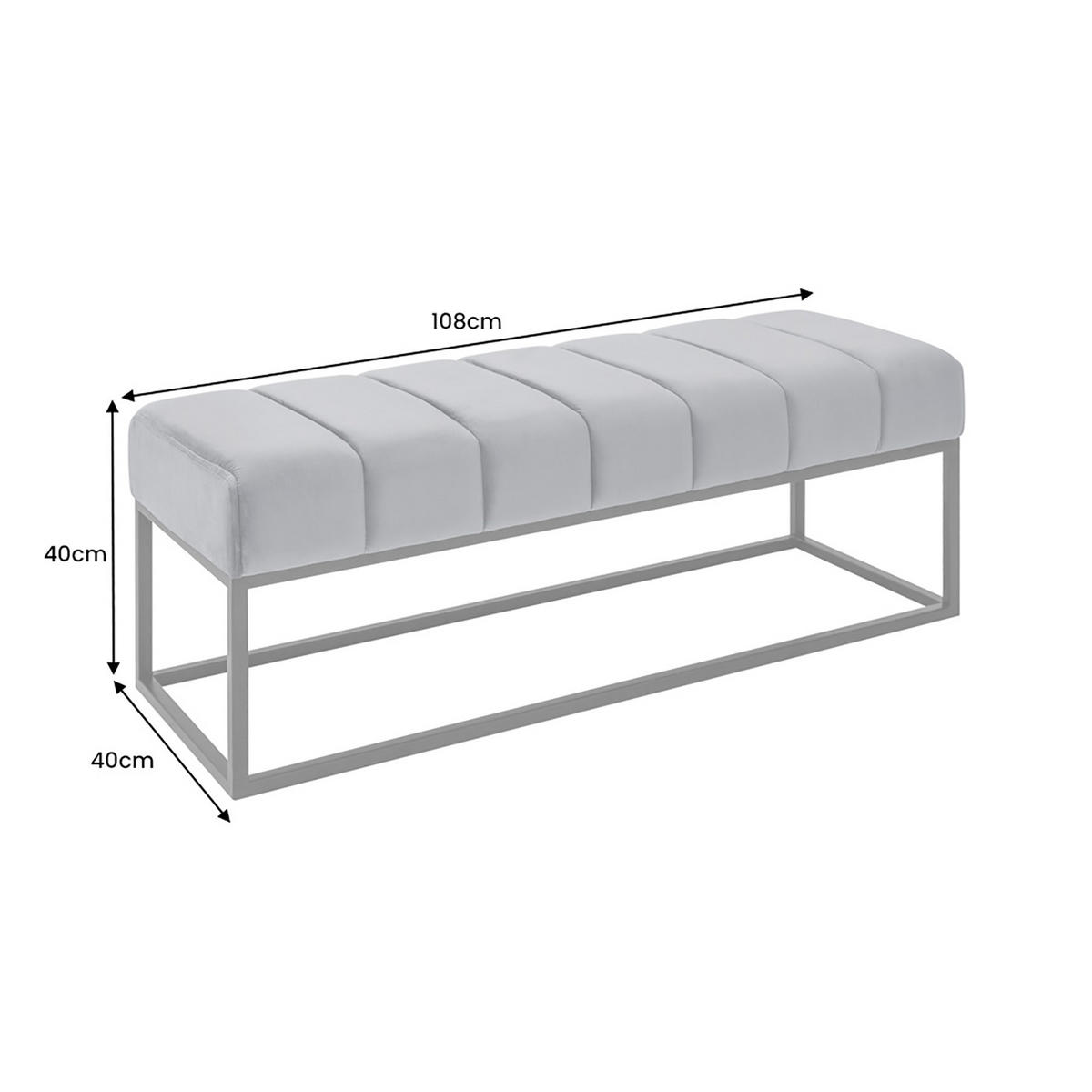 SITZBANK PETIT BEAUTÉ Samt Silbergrau 110 cm - Schwarz/Grau, Textil/Metall (108/40/40cm) - riess-ambiente