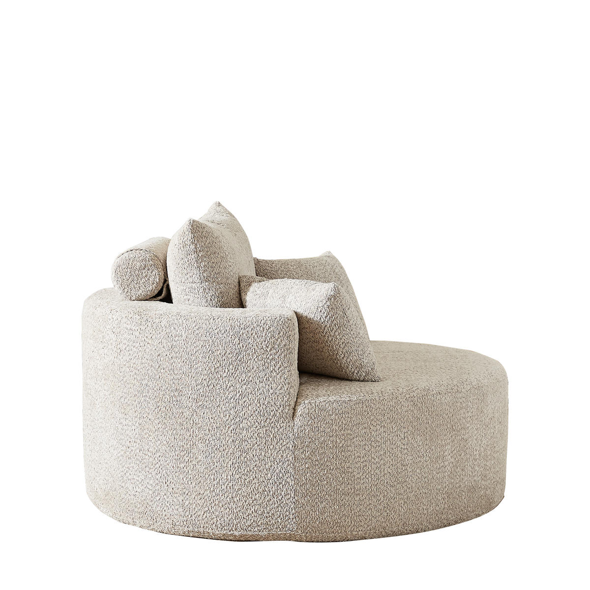SESSEL aus Chenille Khaki ohne Montage mit Rückenlehnenkissen und zylindrischem Zusatzkissen - Sandfarben, Textil (127/85/127cm) - Modfu