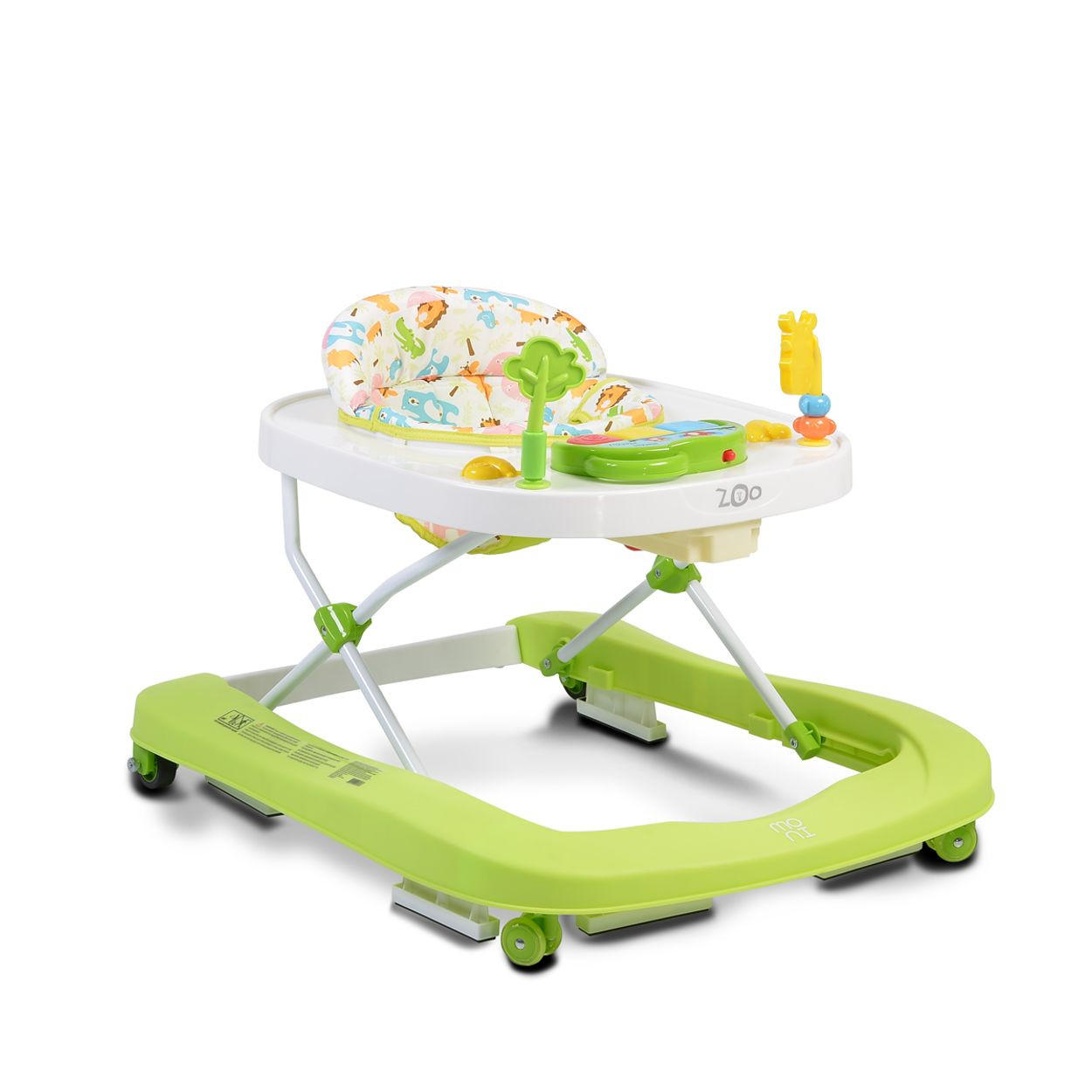 LAUFHILFE Zoo 2 in 1 grün Spielcenter, Schwenkräder vorne, hohe Rückenlehne - Grün, Kunststoff (57/54/67cm) - Moni