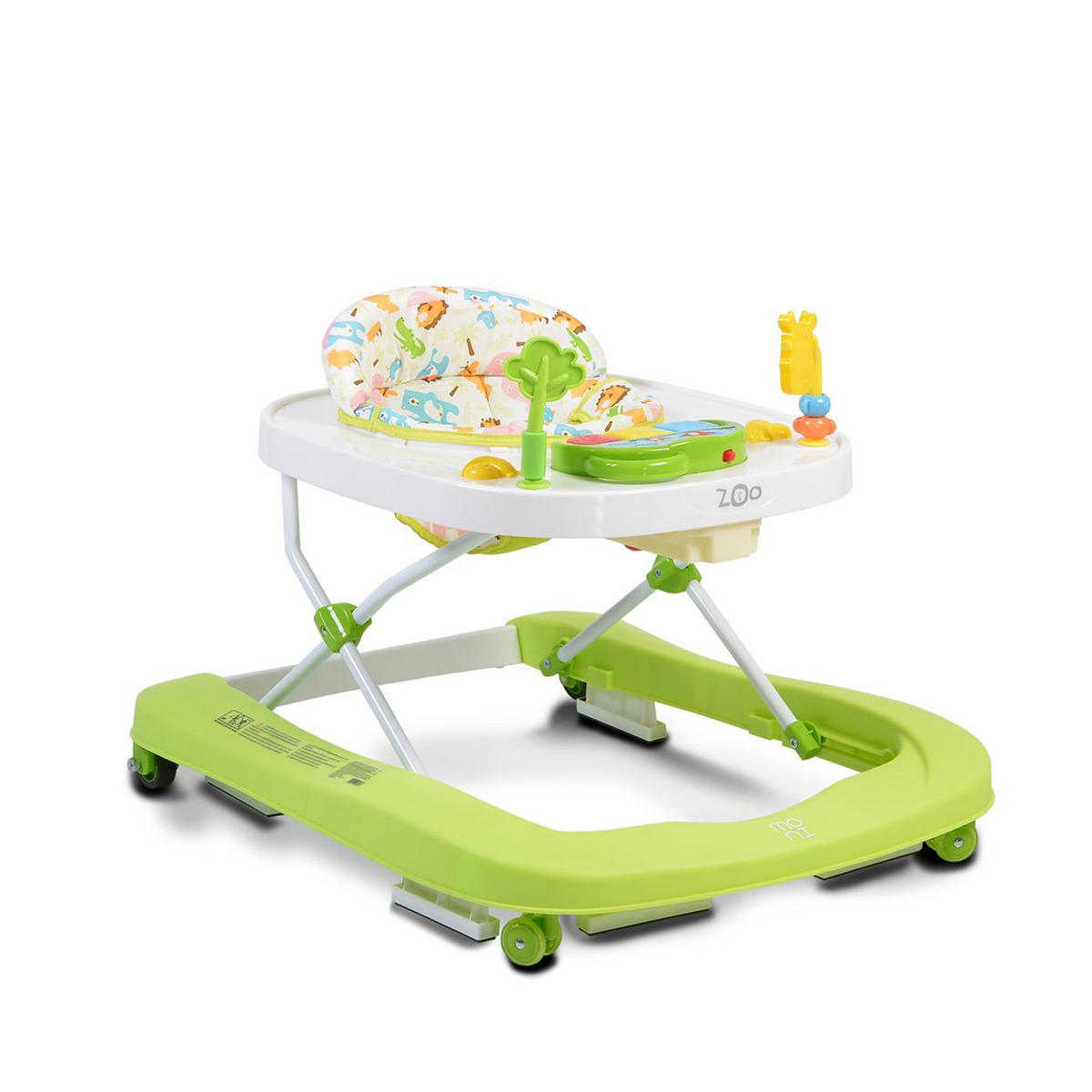 LAUFHILFE Zoo 2 in 1 grün Spielcenter, Schwenkräder vorne, hohe Rückenlehne - Grün, Kunststoff (57/54/67cm) - Moni