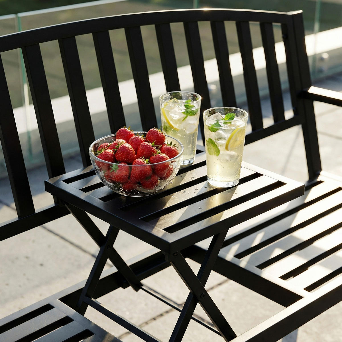 GARTENBANK DUO Schwarz 135 x 82,5 x 57 cm - Schwarz, Metall (135/82.5/57cm) - Akord