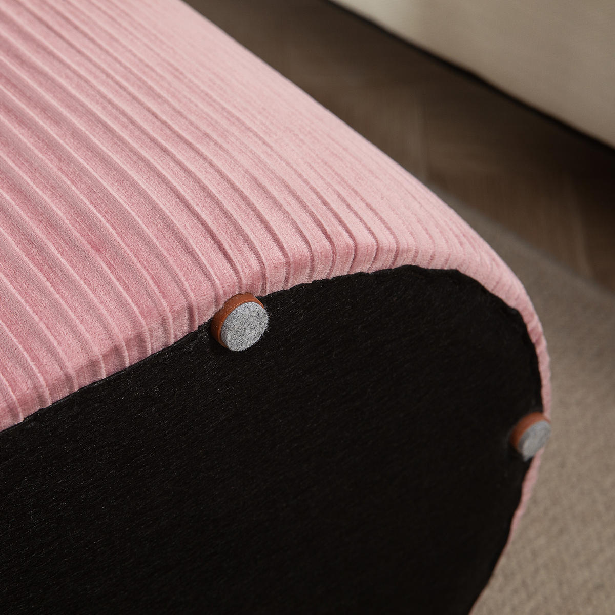 TRUHENBANK DE-07232 Retrodesign und Samtoptik Altrosa - Pink, Textil (40/41/81cm) - ComfortXL