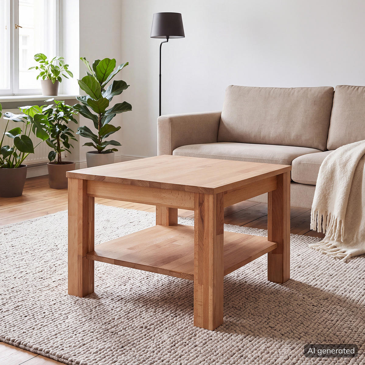 COUCHTISCH - Kernbuche Massiv - Kernbuche, Holz (60/60/45cm) - home24