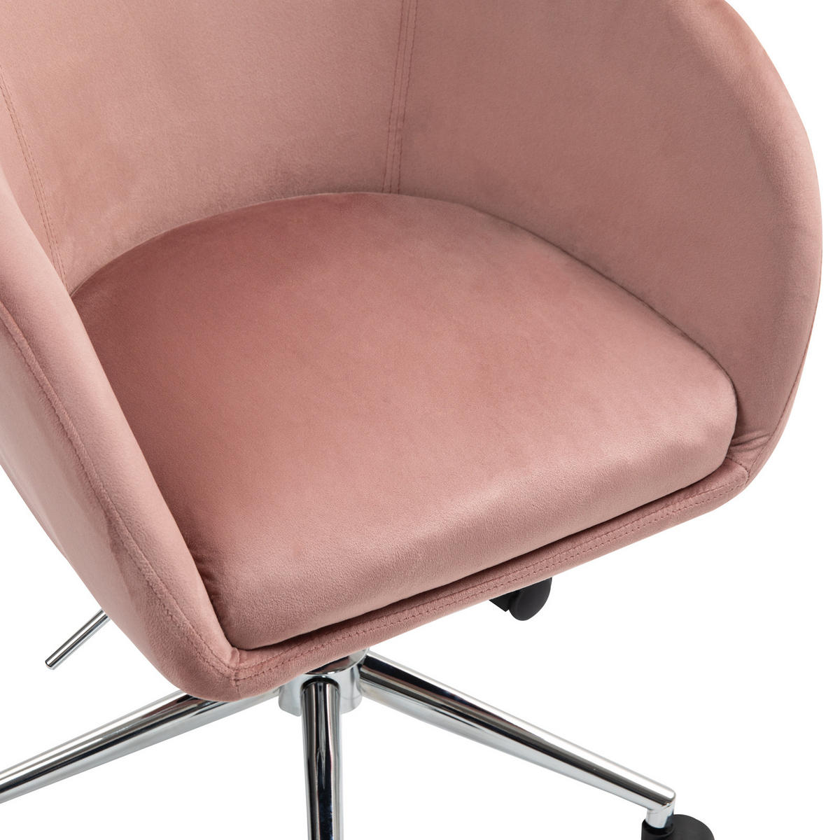 SCHREIBTISCHSTUHL LOUISA Rosa - Silberfarben/Rosa, Textil/Metall (56/88/56cm) - SVITA