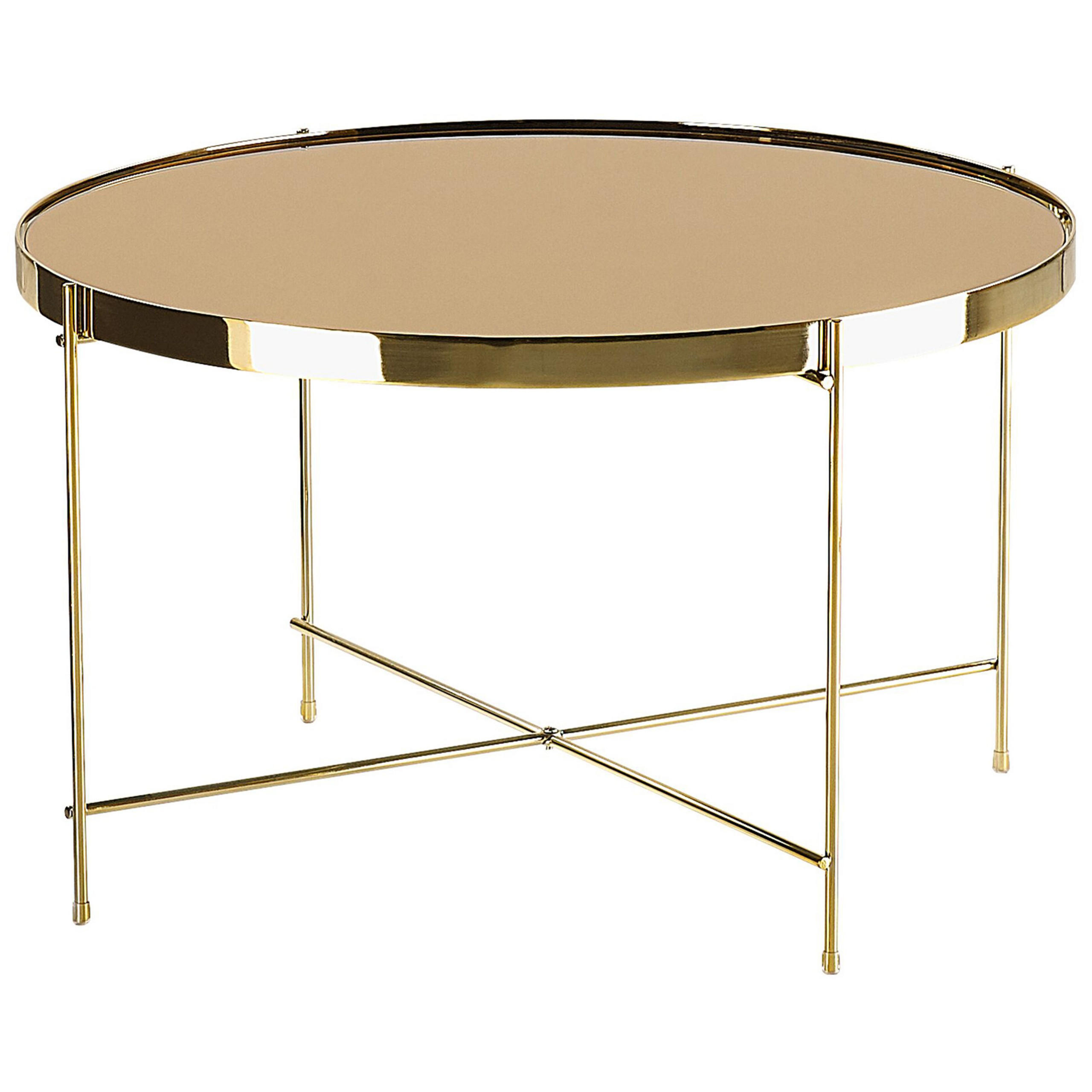 COUCHTISCH Glas gold/goldbraun 63cm Lucea - Goldfarben, Metall (63/63/38cm) - Beliani
